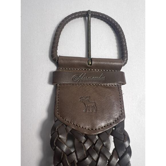 Vintage Abercrombie & Fitch Wide 2” Leather Brown Braided Belt Boho Womens M/L - Picture 1 of 6